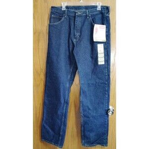 Wrangler Sz 34 x 32 Jeans Blue Denim NWT Regular Fit Flex Straight Leg